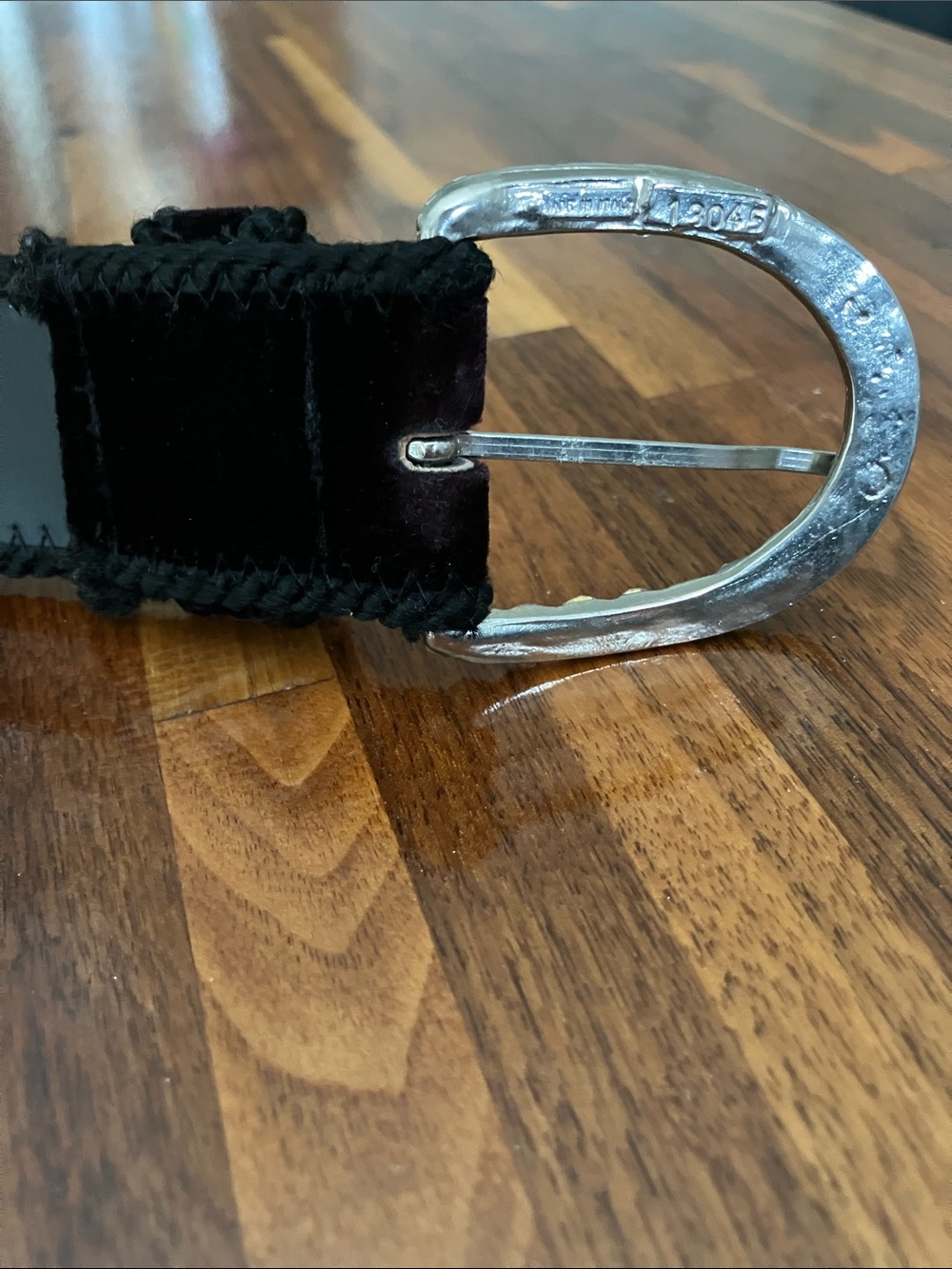 Vintage Black Velvet A. Brod Belt USA Rhinestone Buckle Italy M Glam - Picture 6 of 15